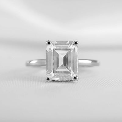 Shown in 2.0 carat * The Casey Hidden Halo Emerald Diamond Engagement Ring | Lisa Robin#color_platinum