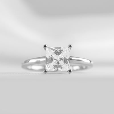 Shown in 1.0 carat * The Casey Hidden Halo Princess Diamond Engagement Ring | Lisa Robin#color_platinum