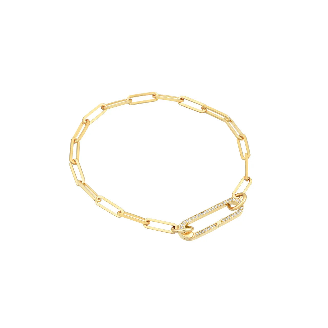 14K Gold Paper Clip Chain Diamond Bracelet | Lisa Robin