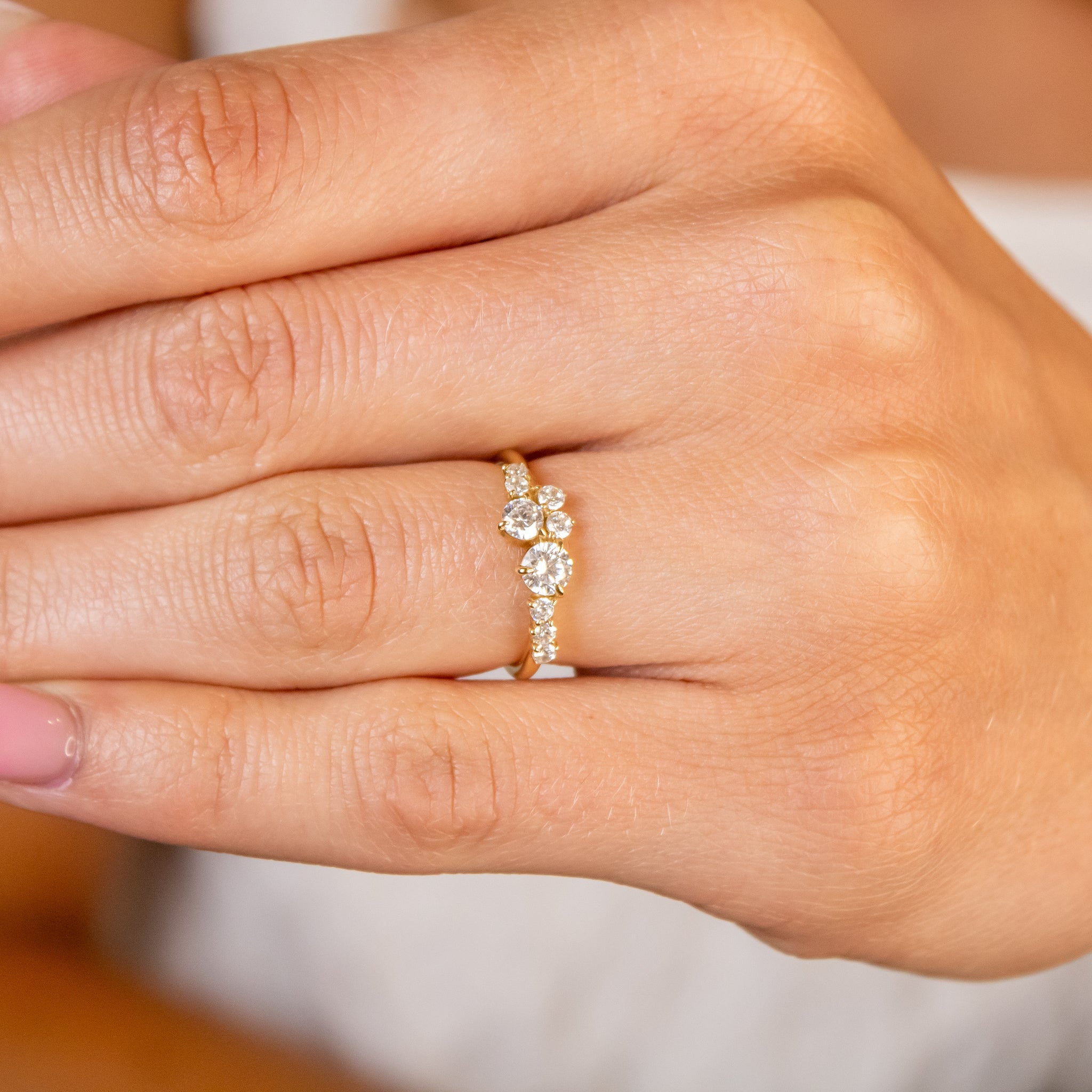 Shown in 1.0 Carat * The Chloe Diamond Cluster Engagement Ring wedding rings | Lisa Robin#color_14k-yellow-gold
