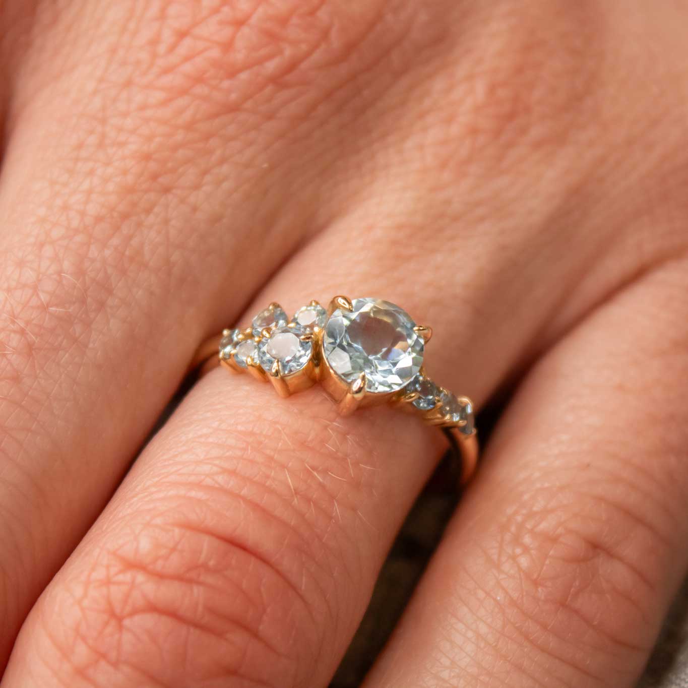 The Chloe Aquamarine Cluster Engagement Ring