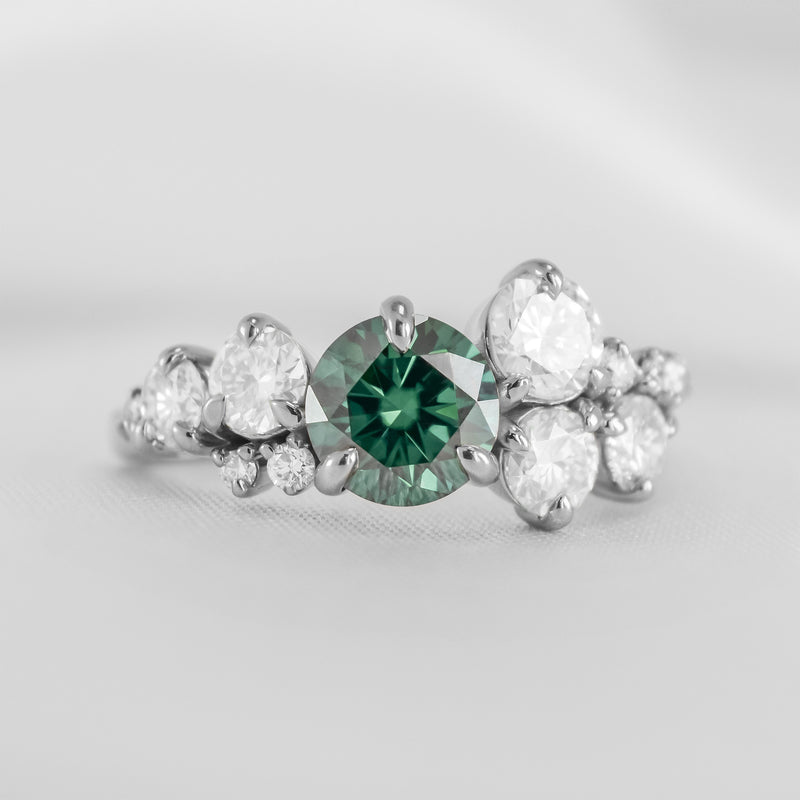 Shown in 1 carat emerald * The Chloe Emerald and Diamond Cluster Engagement Ring | Lisa Robin