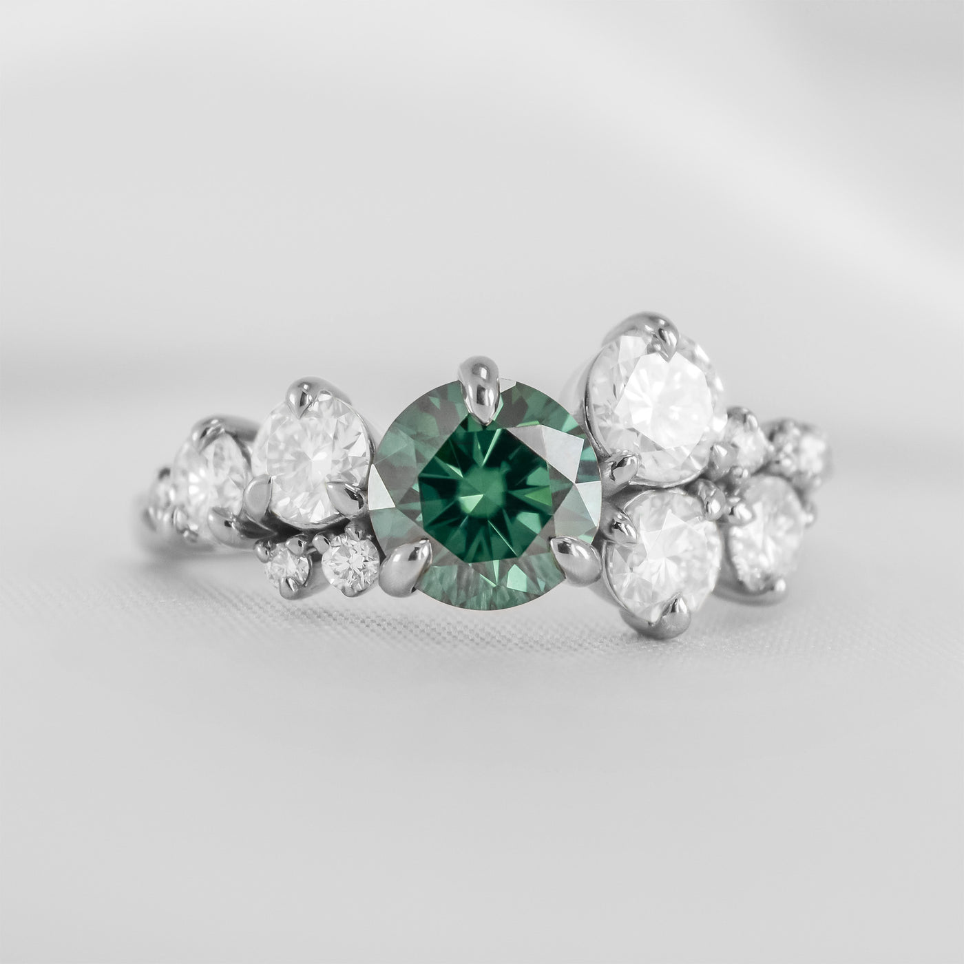 The Chloe Emerald and Diamond Cluster Engagement Ring | Lisa Robin