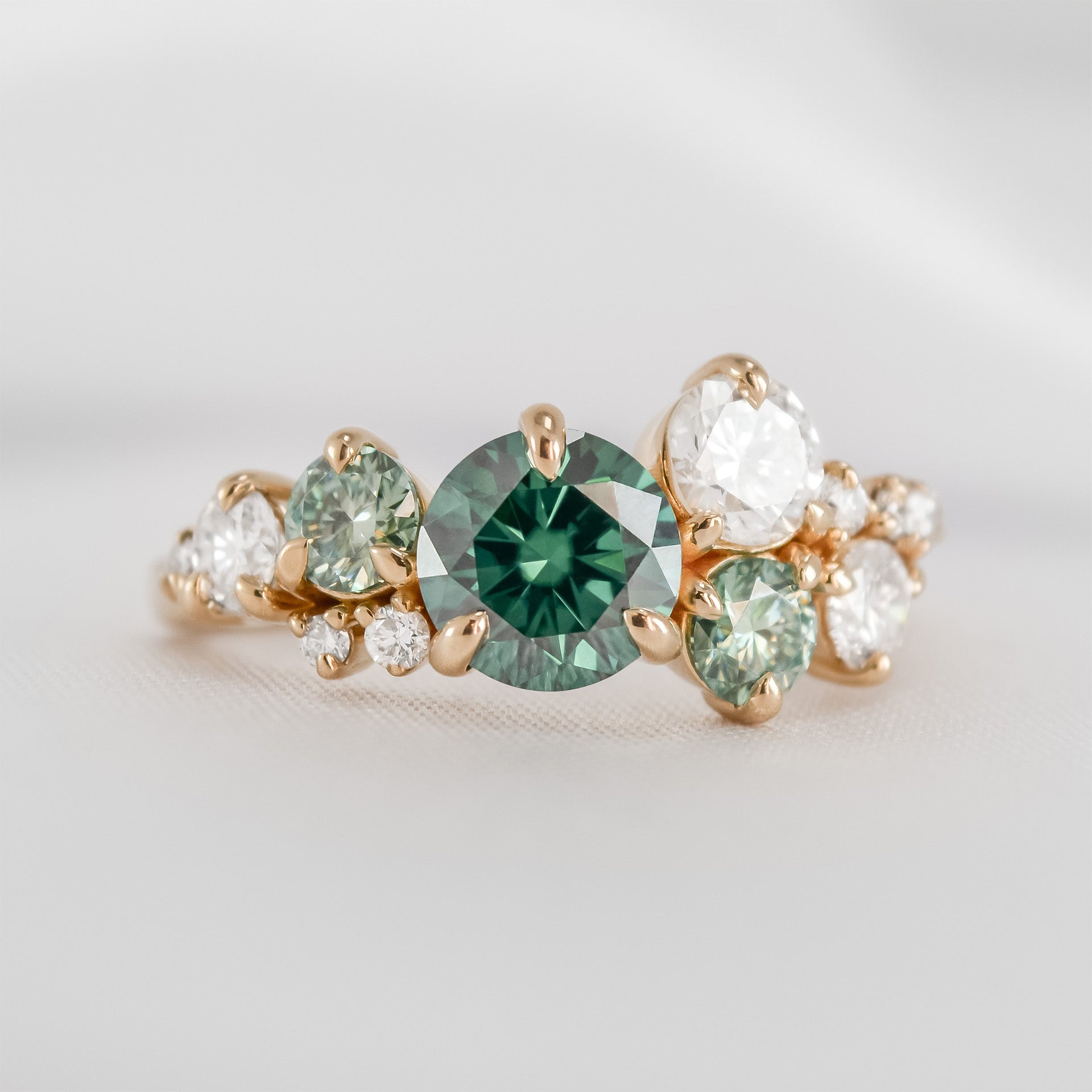 Shown in 1 carat emerald and accents * The Chloe Emerald and Diamond Cluster Engagement Ring | Lisa Robin#color_14k-yellow-gold