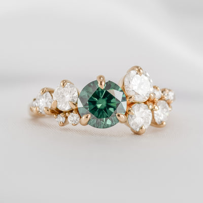 Shown in 1 carat emerald * The Chloe Emerald and Diamond Cluster Engagement Ring | Lisa Robin#color_14k-yellow-gold