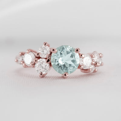 The Chloe Aquamarine and Diamond Cluster Engagement Ring - Lisa Robin