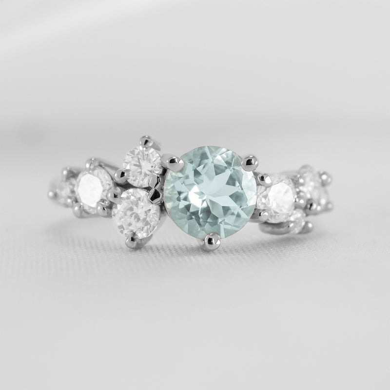 The Chloe Aquamarine and Diamond Cluster Engagement Ring - Lisa Robin