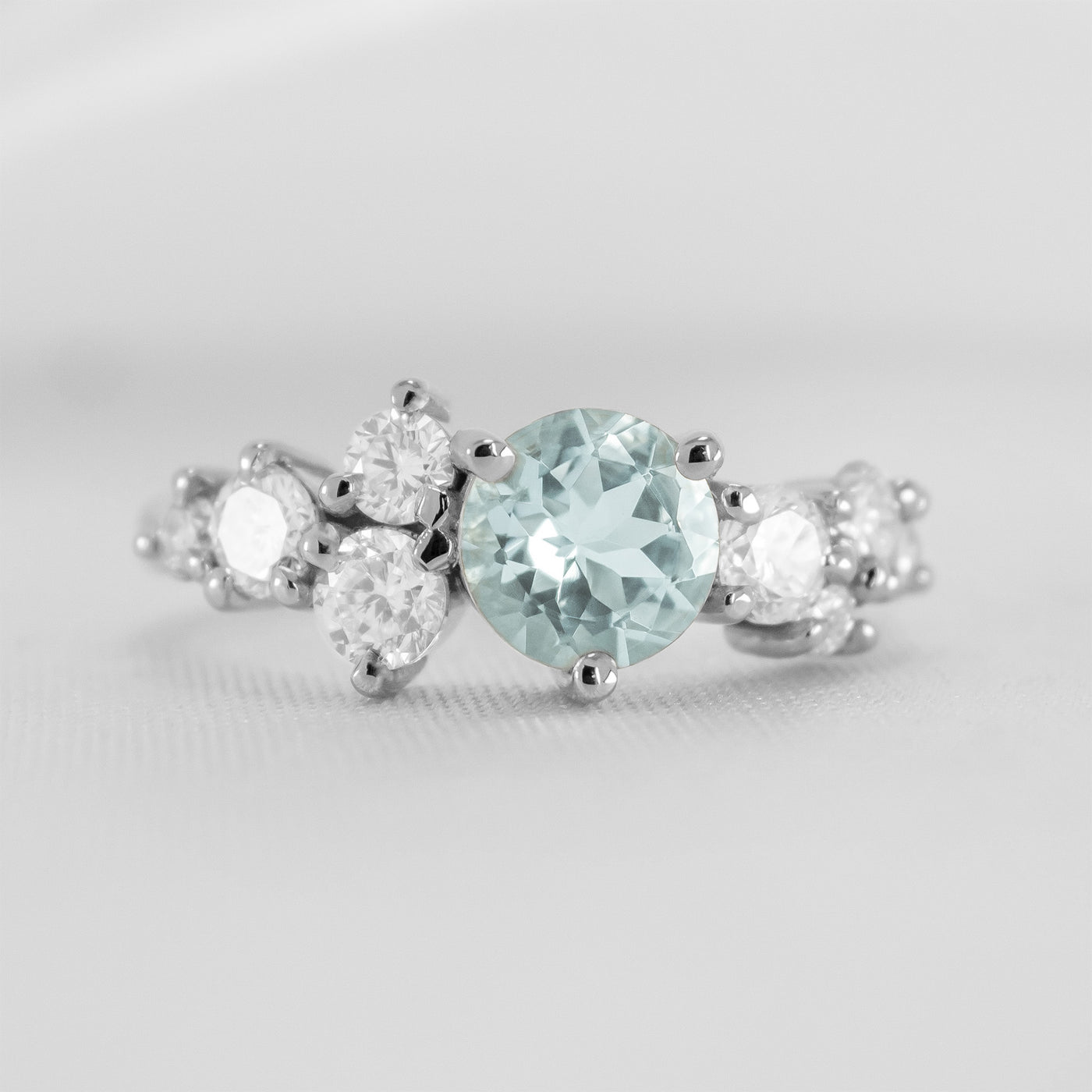 The Chloe Aquamarine and Diamond Cluster Engagement Ring | Lisa Robin