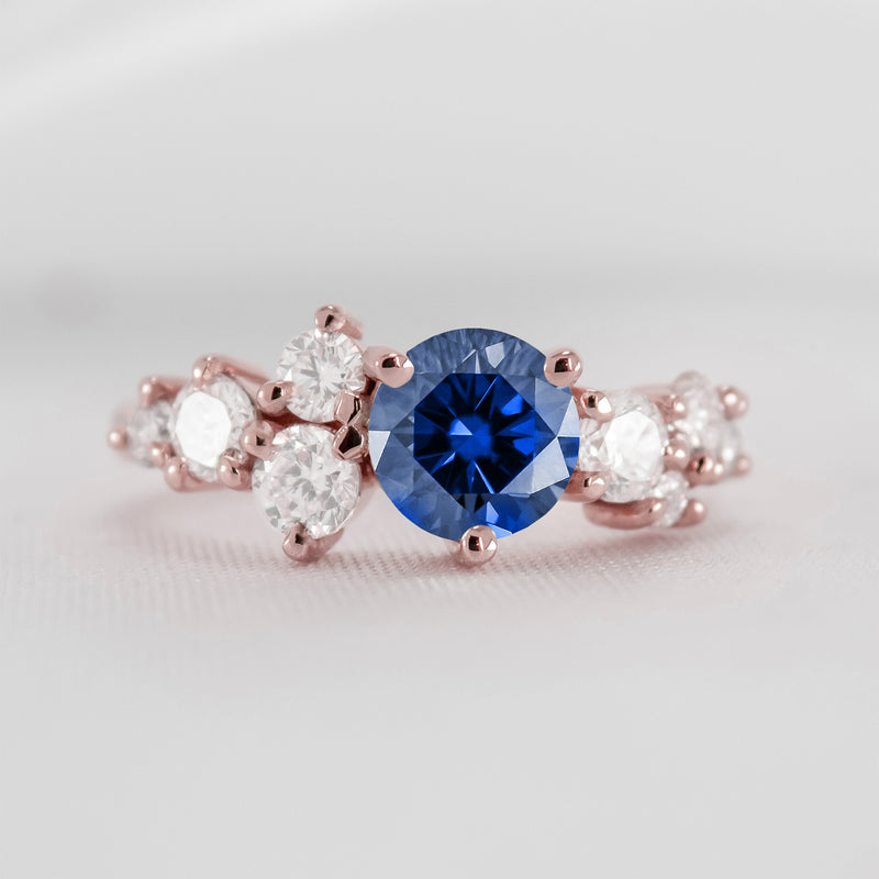 The Chloe Sapphire and Diamond Cluster Engagement Ring | Lisa Robin