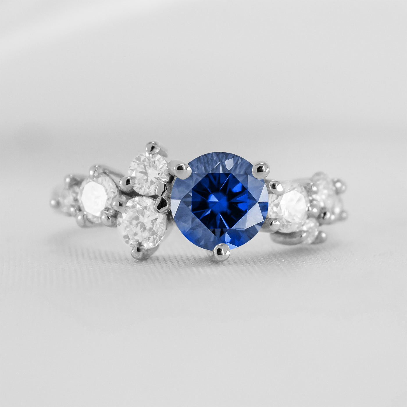 The Chloe Sapphire and Diamond Cluster Engagement Ring | Lisa Robin
