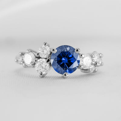 The Chloe Sapphire and Diamond Cluster Engagement Ring | Lisa Robin