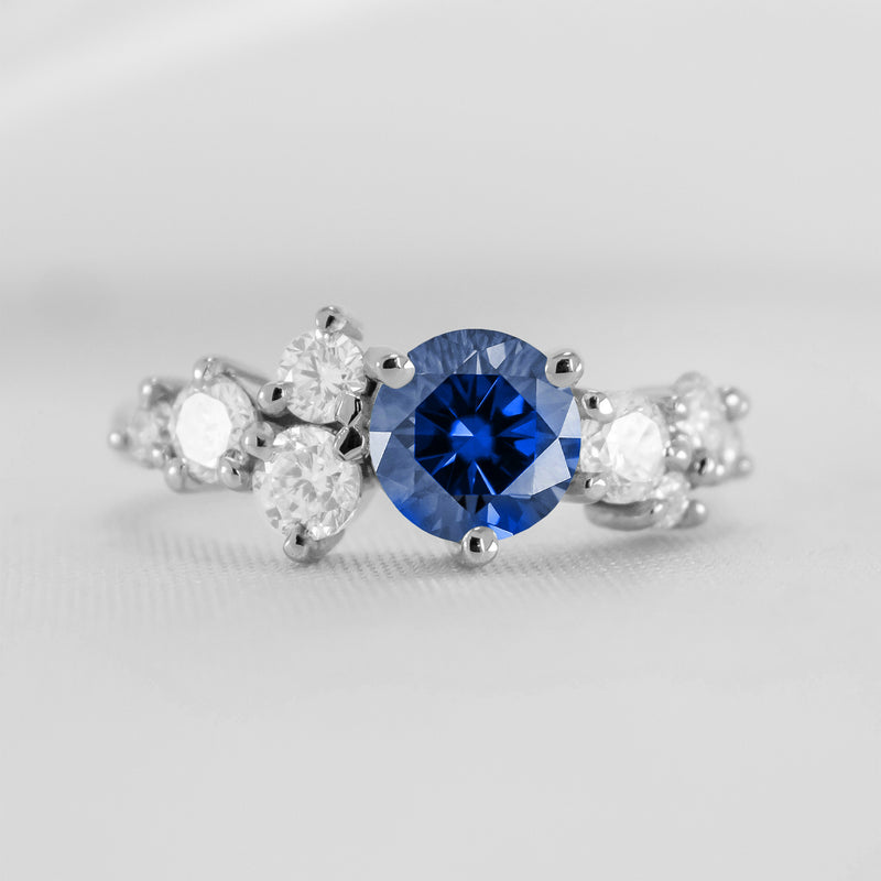 The Chloe Sapphire and Diamond Cluster Engagement Ring | Lisa Robin