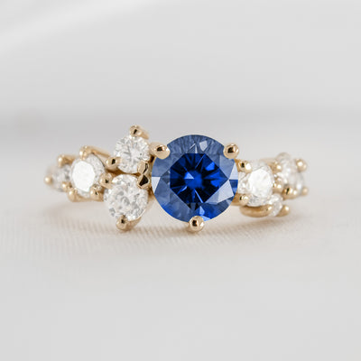 The Chloe Sapphire and Diamond Cluster Engagement Ring | Lisa Robin