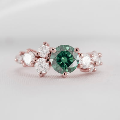 Shown in 1 carat emerald * The Chloe Emerald and Diamond Cluster Engagement Ring | Lisa Robin#color_14k-rose-gold