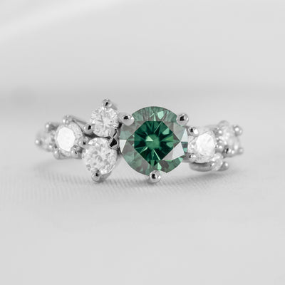 Shown in 1 carat emerald * The Chloe Emerald and Diamond Cluster Engagement Ring | Lisa Robin#color_14k-white-gold