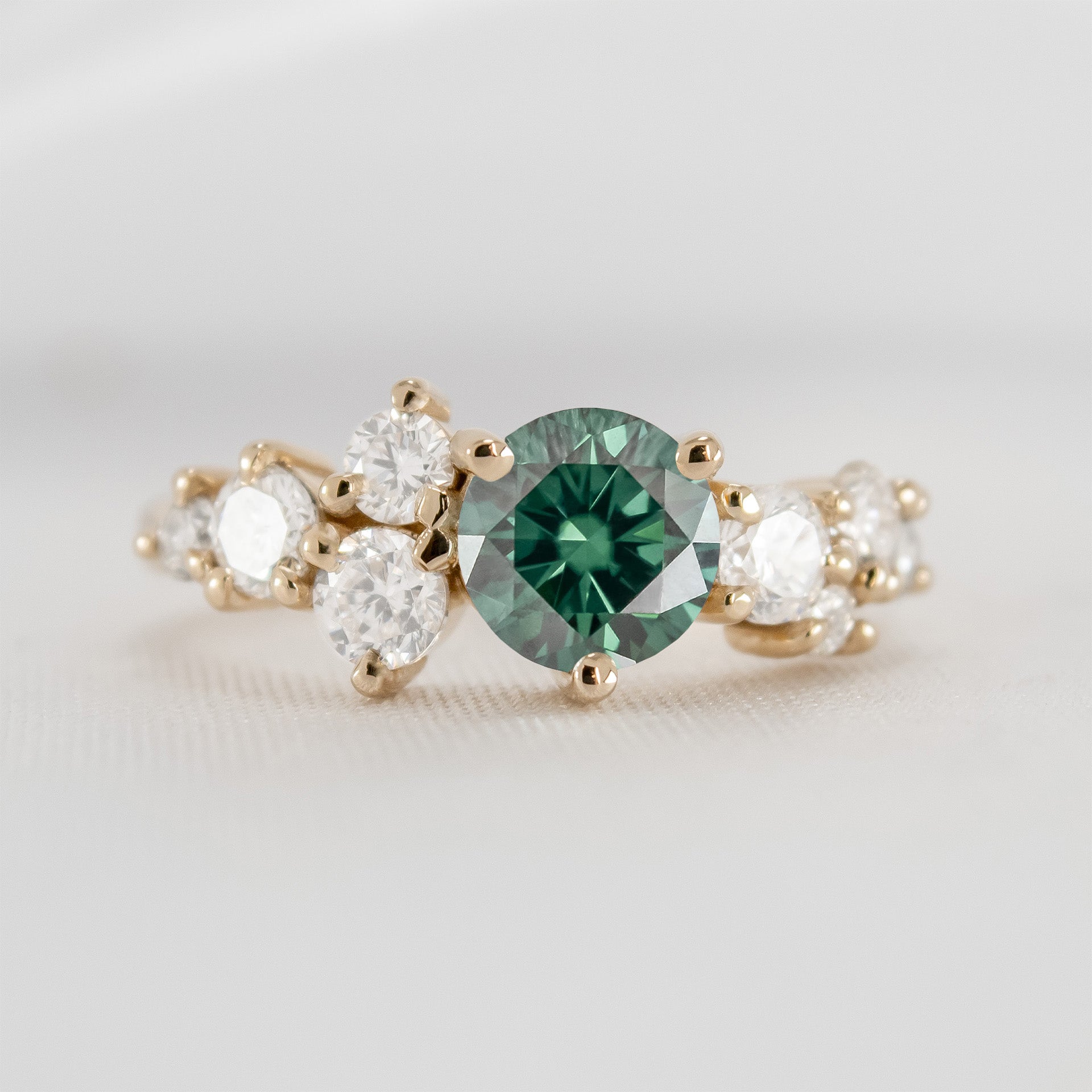 The Chloe Emerald and Diamond Cluster Engagement Ring | Lisa Robin#color_14k-yellow-gold