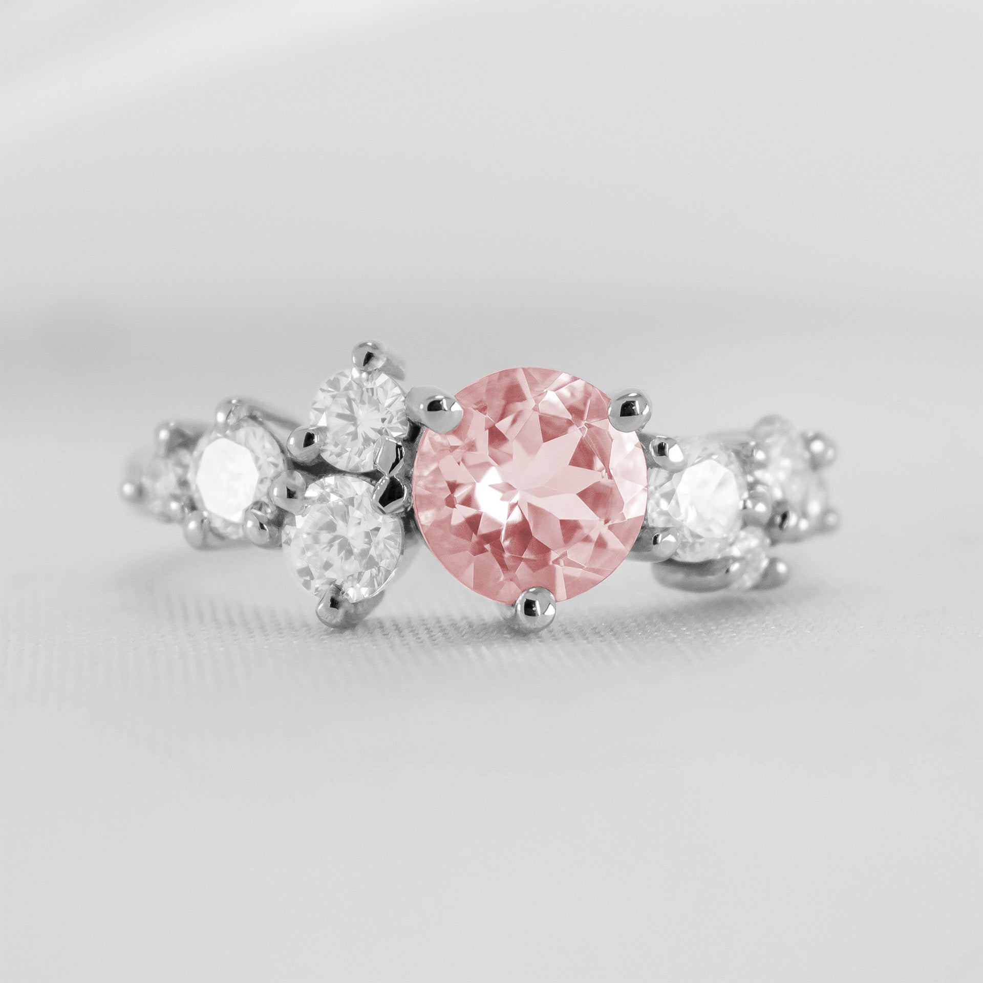 The Chloe Morganite Cluster Engagement Ring | Lisa Robin#color_14k-white-gold