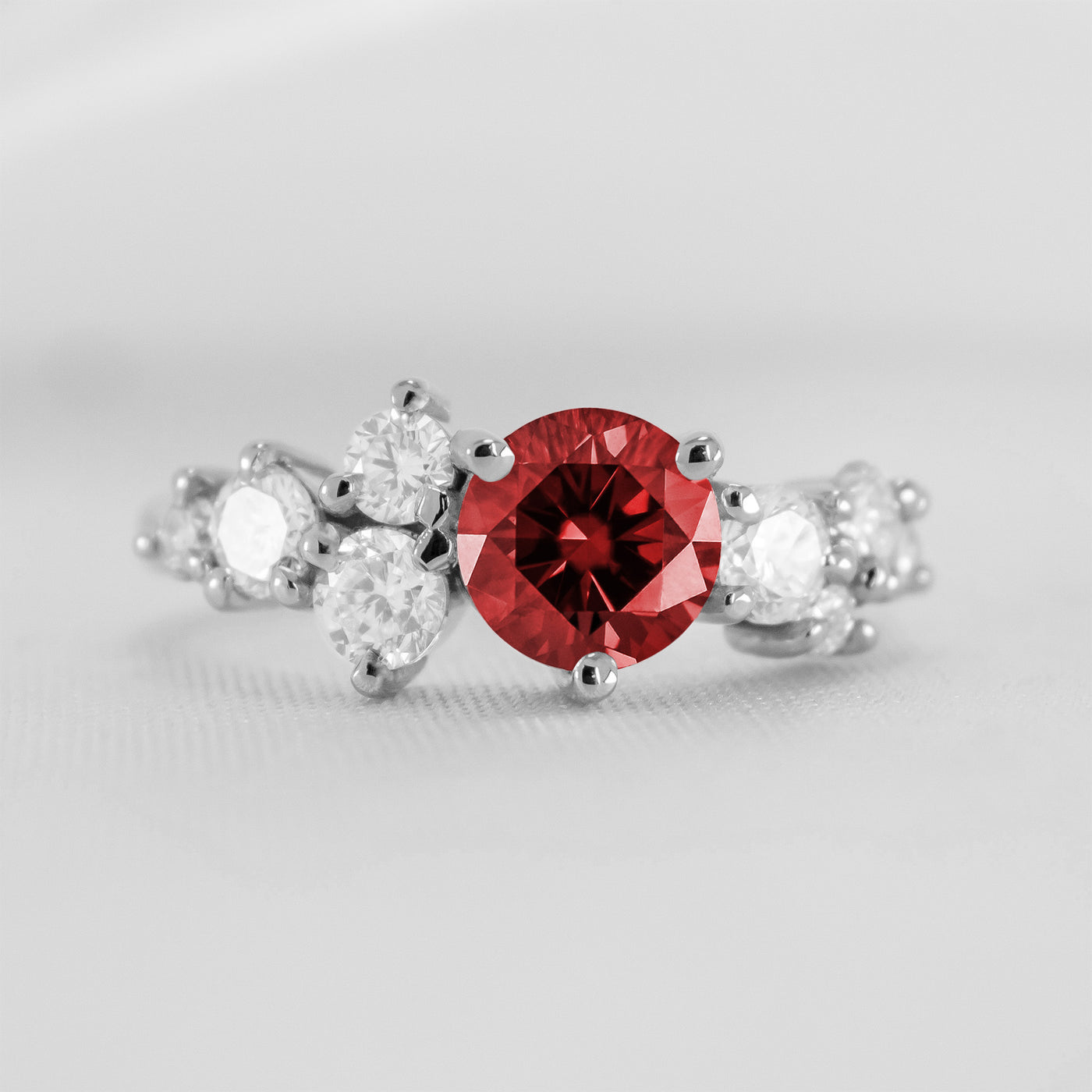 The Chloe Ruby and Diamond Cluster Engagement Ring | Lisa Robin