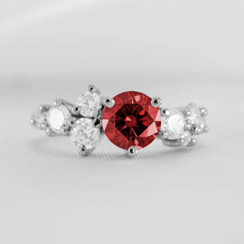 The Chloe Ruby and Diamond Cluster Engagement Ring | Lisa Robin