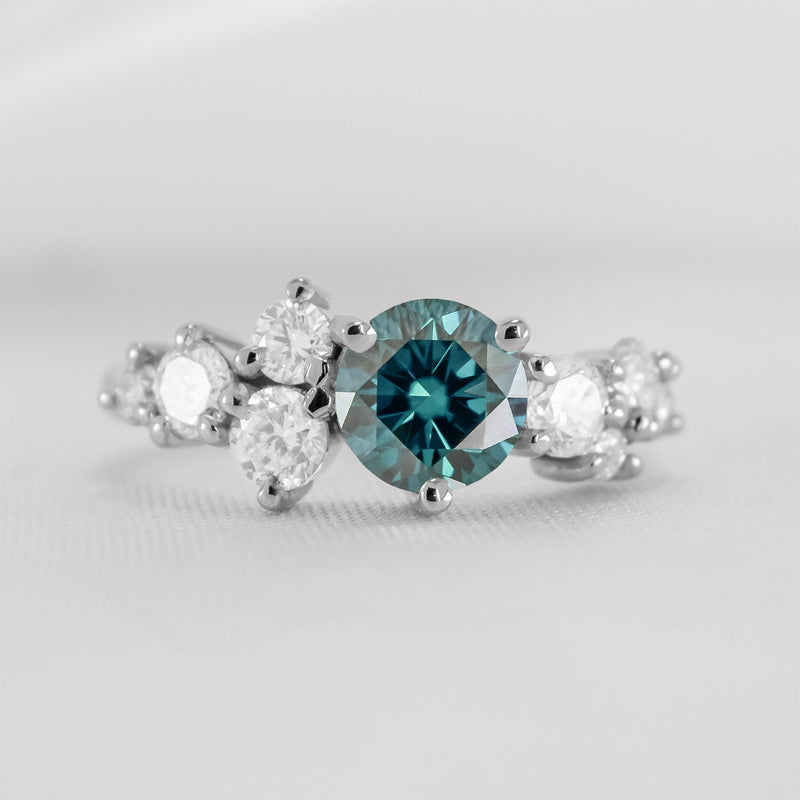 The Chloe Sapphire and Diamond Cluster Engagement Ring | Lisa Robin