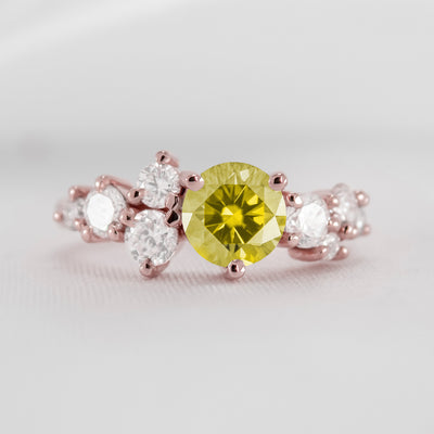 Shown in 1.0 carat Yellow Diamond * The Chloe Blue Diamond Cluster Engagement Ring | Lisa Robin#color_14k-rose-gold