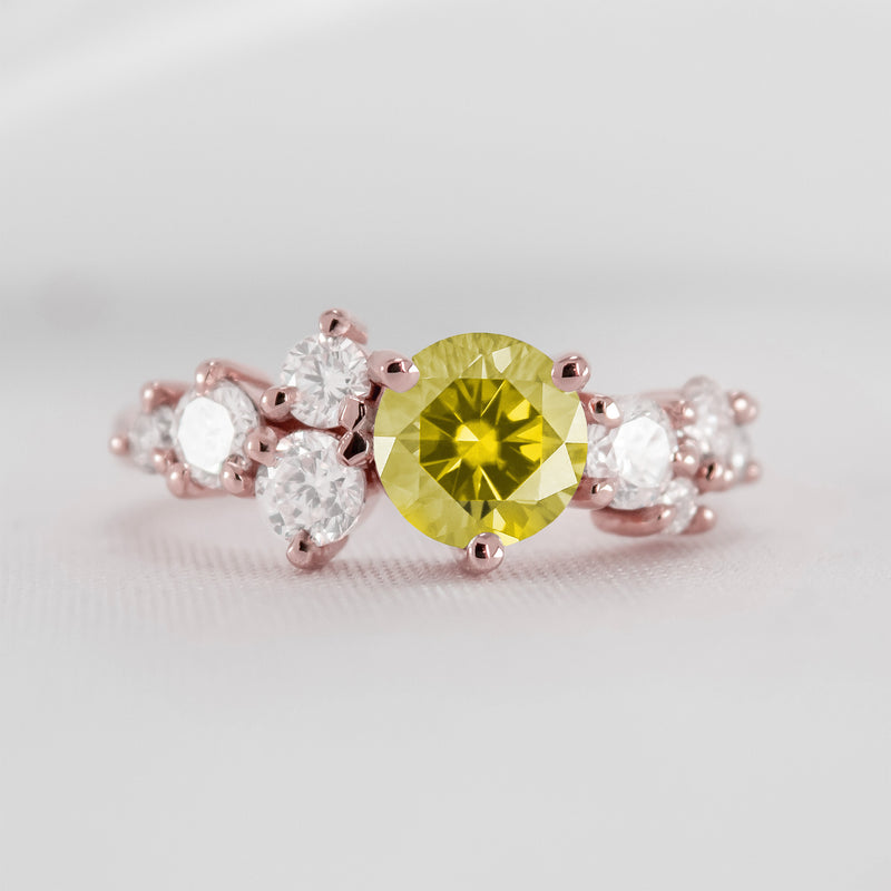 Shown in 1.0 carat Yellow Diamond * The Chloe Blue Diamond Cluster Engagement Ring | Lisa Robin