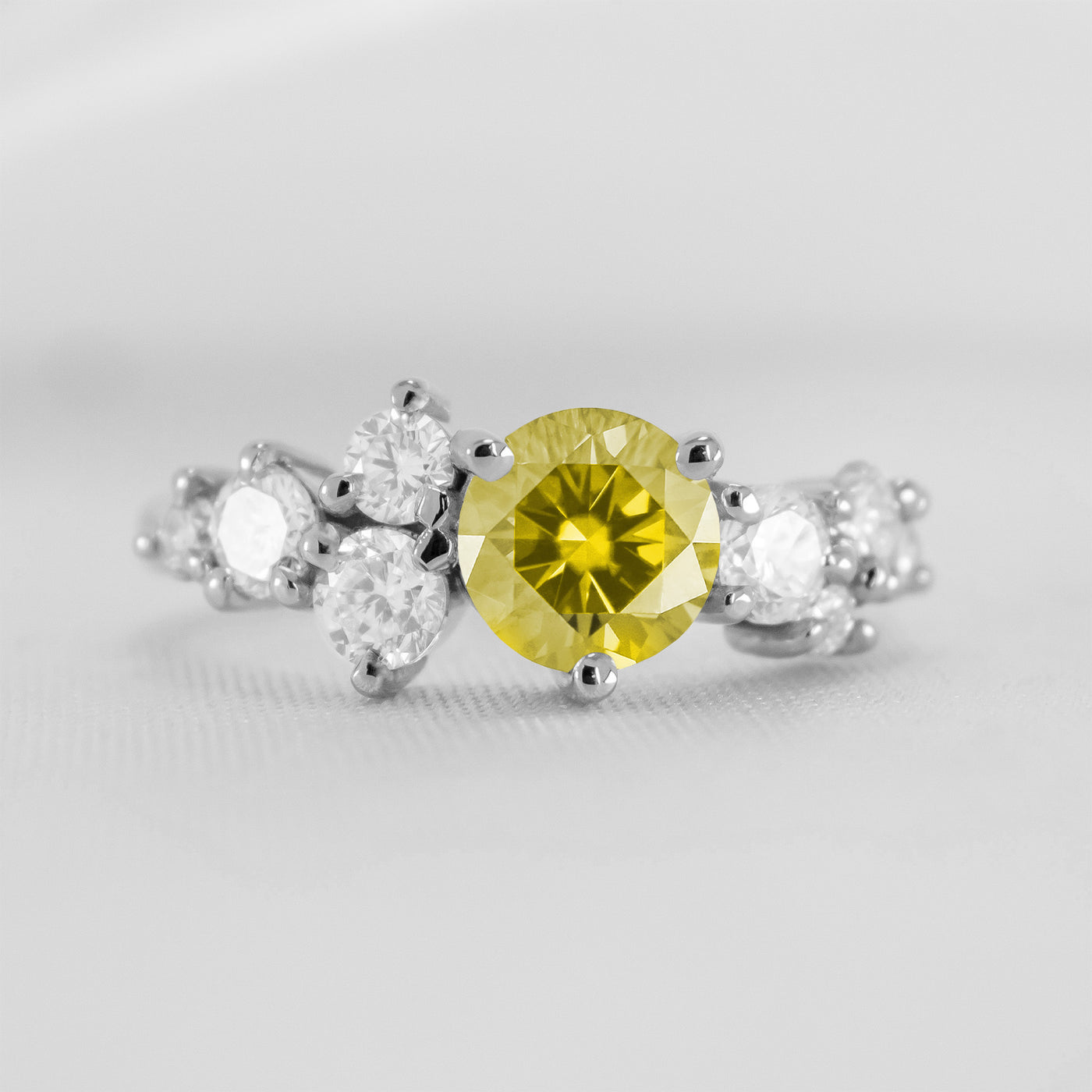 Shown in 1.0 carat Yellow Diamond * The Chloe Blue Diamond Cluster Engagement Ring | Lisa Robin#color_platinum