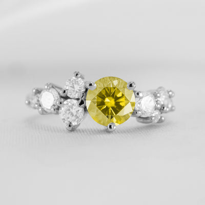 Shown in 1.0 carat Yellow Diamond * The Chloe Blue Diamond Cluster Engagement Ring | Lisa Robin#color_platinum