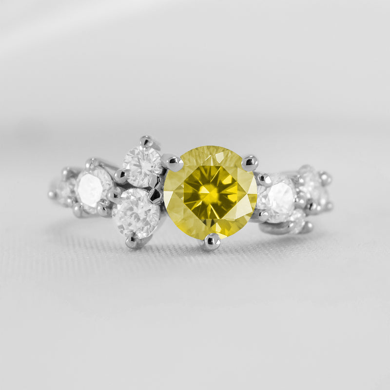 Shown in 1.0 carat Yellow Diamond * The Chloe Blue Diamond Cluster Engagement Ring | Lisa Robin