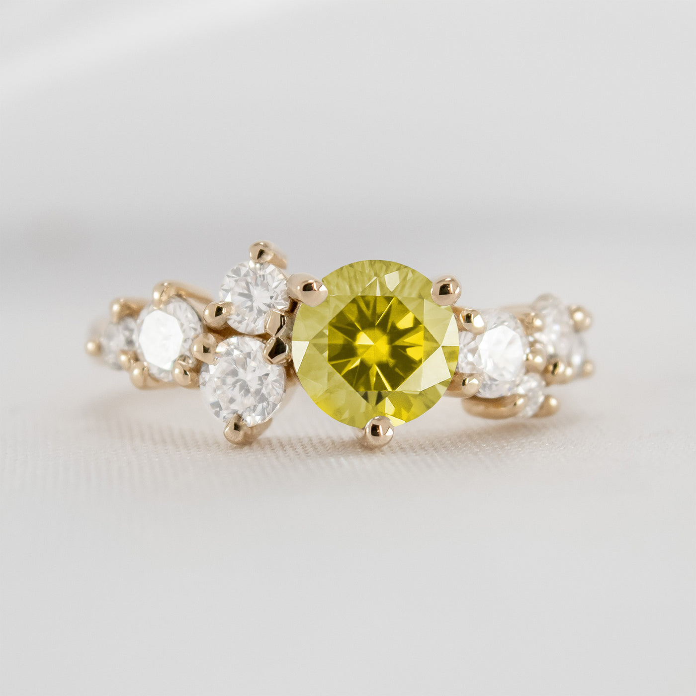 Shown in 1.0 carat Yellow Diamond * The Chloe Blue Diamond Cluster Engagement Ring | Lisa Robin#color_14k-yellow-gold