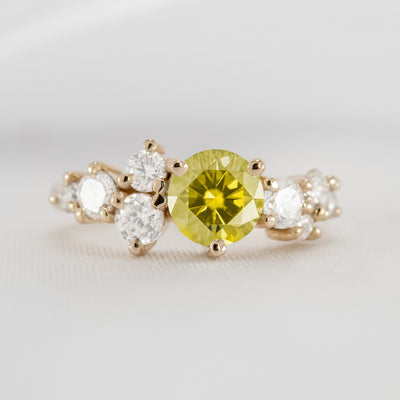 Shown in 1.0 carat Yellow Diamond * The Chloe Blue Diamond Cluster Engagement Ring | Lisa Robin#color_14k-yellow-gold