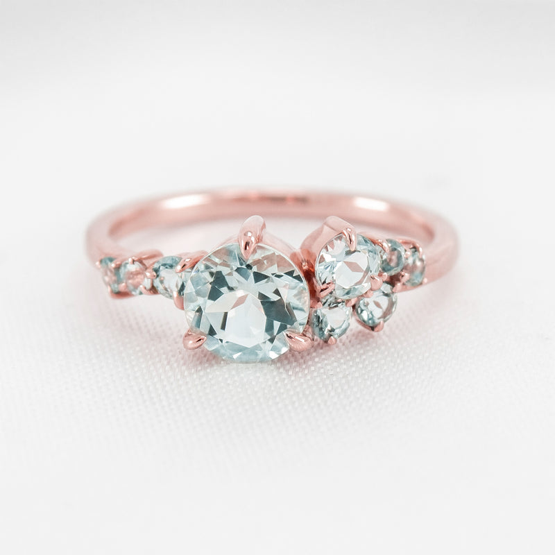 Shown in 1.0 carat Aquamarine*The Chloe Aquamarine Cluster Engagement Ring | Lisa Robin