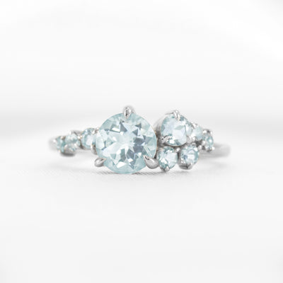 Shown in 1.0 carat Aquamarine*The Chloe Aquamarine Cluster Engagement Ring | Lisa Robin#color_14k-white-gold