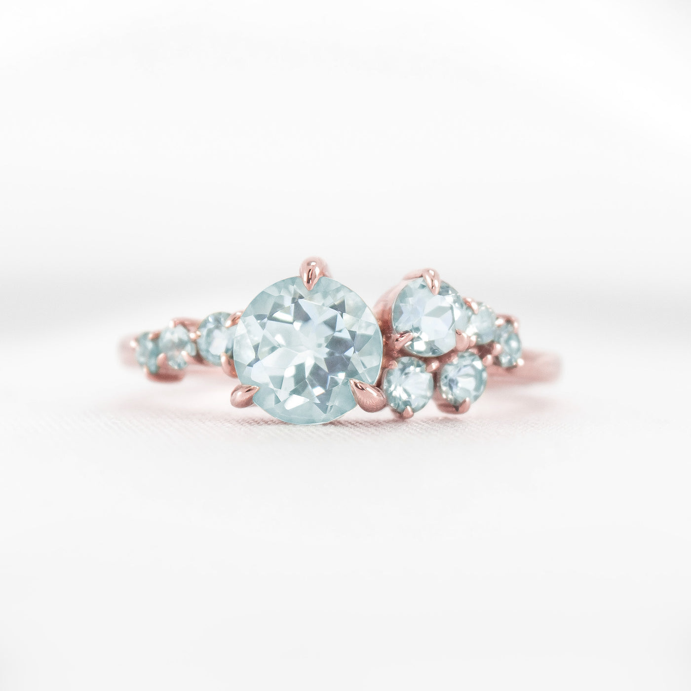 The Chloe Aquamarine Cluster Engagement Ring | Lisa Robin#color_14k-rose-gold