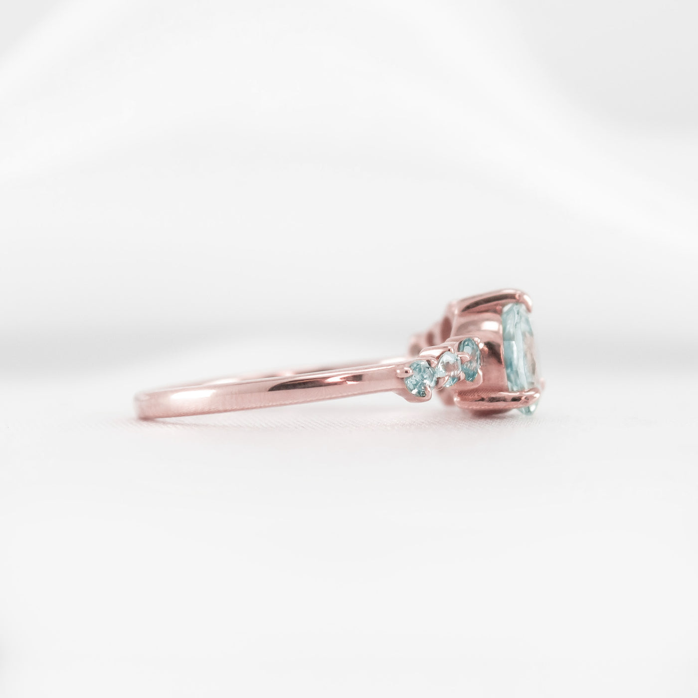 The Chloe Aquamarine Cluster Engagement Ring | Lisa Robin#color_14k-rose-gold