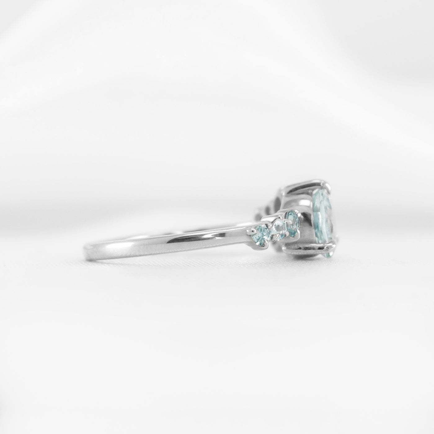 The Chloe Aquamarine Cluster Engagement Ring | Lisa Robin#color_14k-white-gold