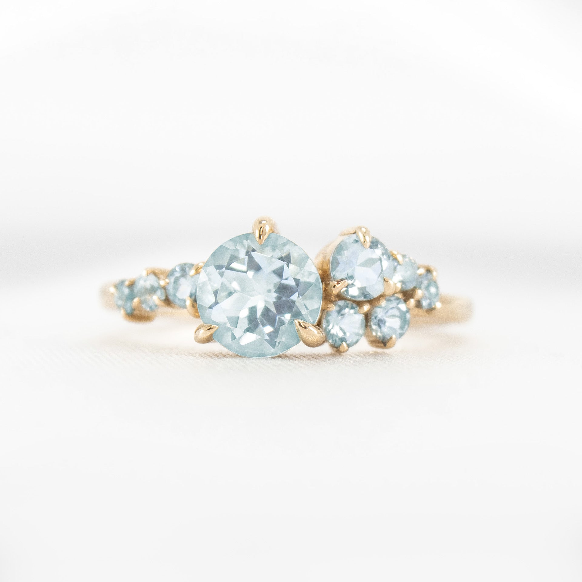 The Chloe Aquamarine Cluster Engagement Ring | Lisa Robin#color_14k-yellow-gold