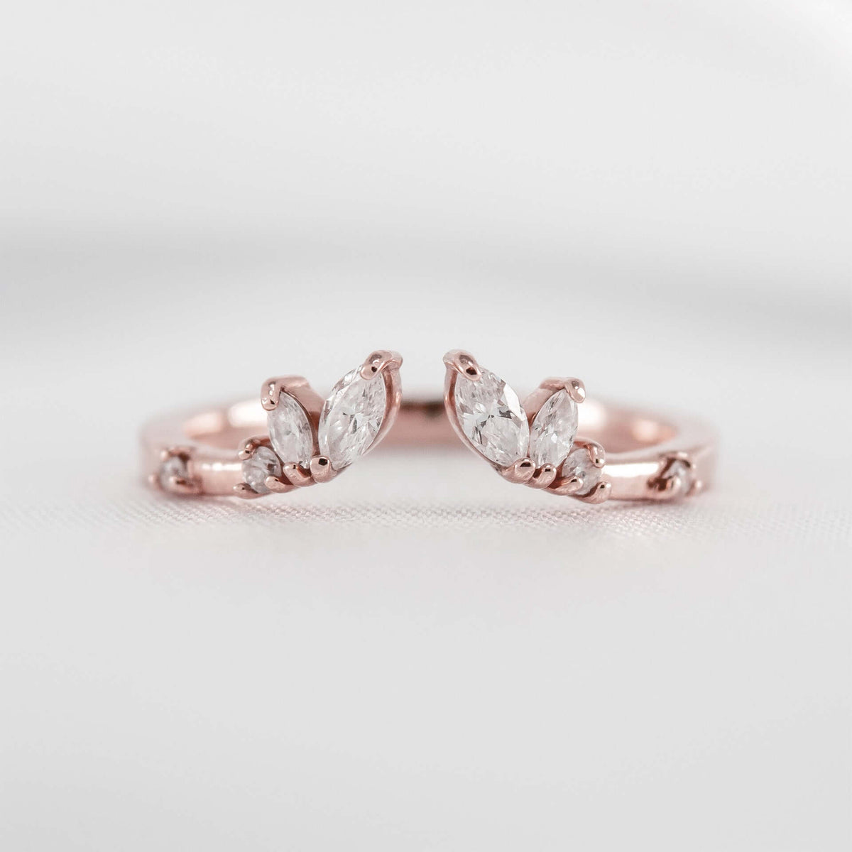 The Claire Marquise Open lab grown Diamond Wedding Ring in 14K rose gold from front by Lisa Robin#color_14k-rose-gold