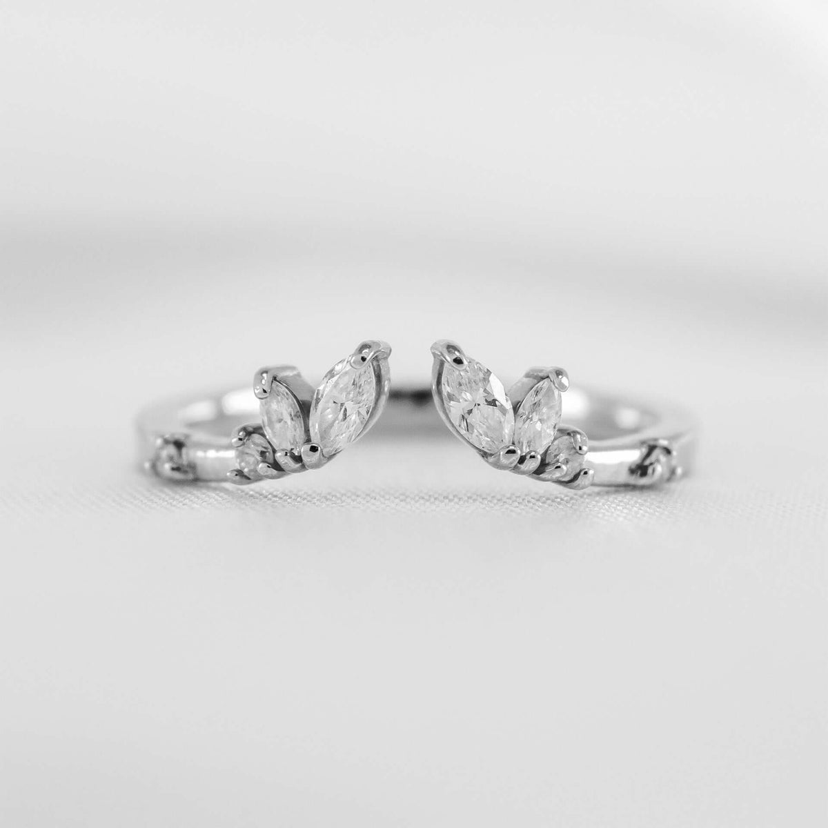 The Claire Marquise Open lab grown Diamond Wedding Ring in 14K white gold from front by Lisa Robin#color_14k-white-gold