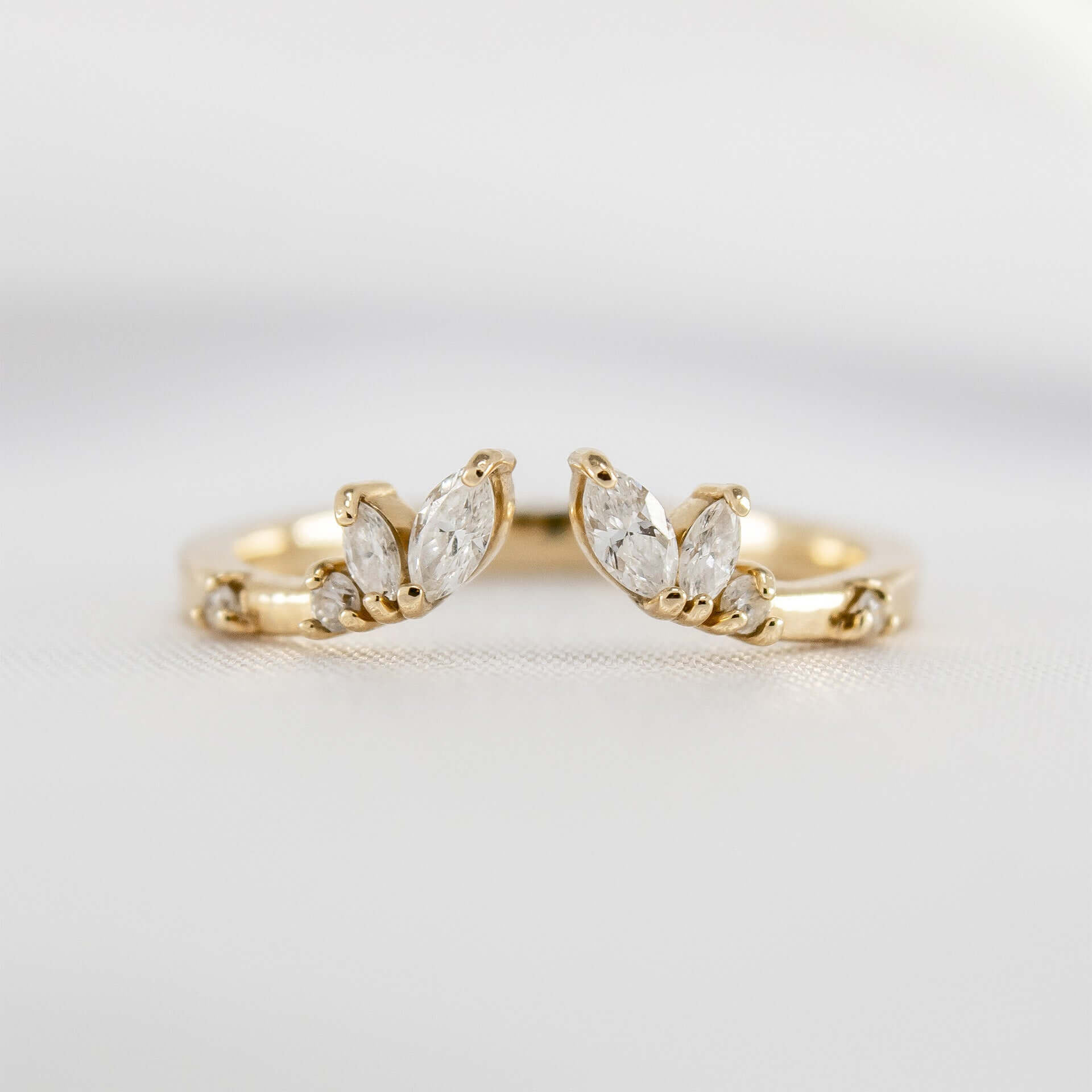 The Claire Marquise Open lab grown Diamond Wedding Ring in 14K yellow gold front front by Lisa Robin#color_14k-yellow-gold