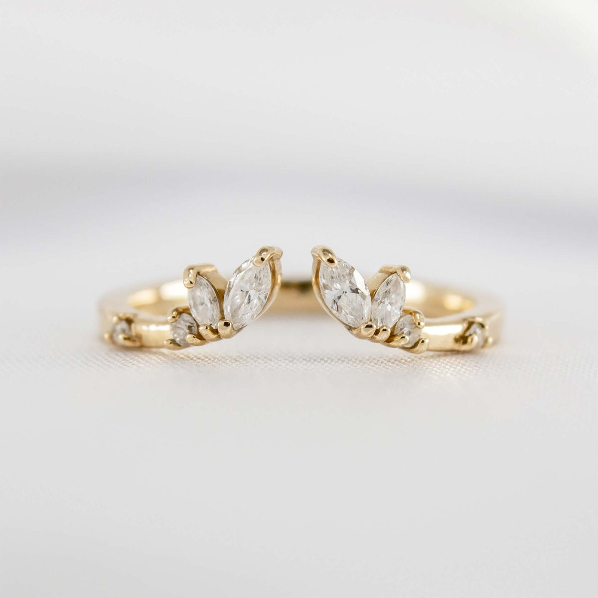 The Claire Marquise Open lab grown Diamond Wedding Ring in 14K yellow gold front front by Lisa Robin#color_14k-yellow-gold