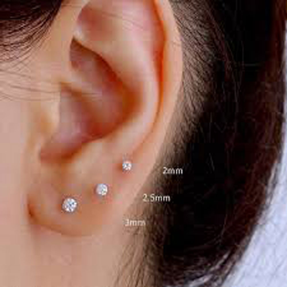 Colorless Lab Diamond Stud Earrings Three Prong  | Lisa Robin#color_14k-yellow-gold