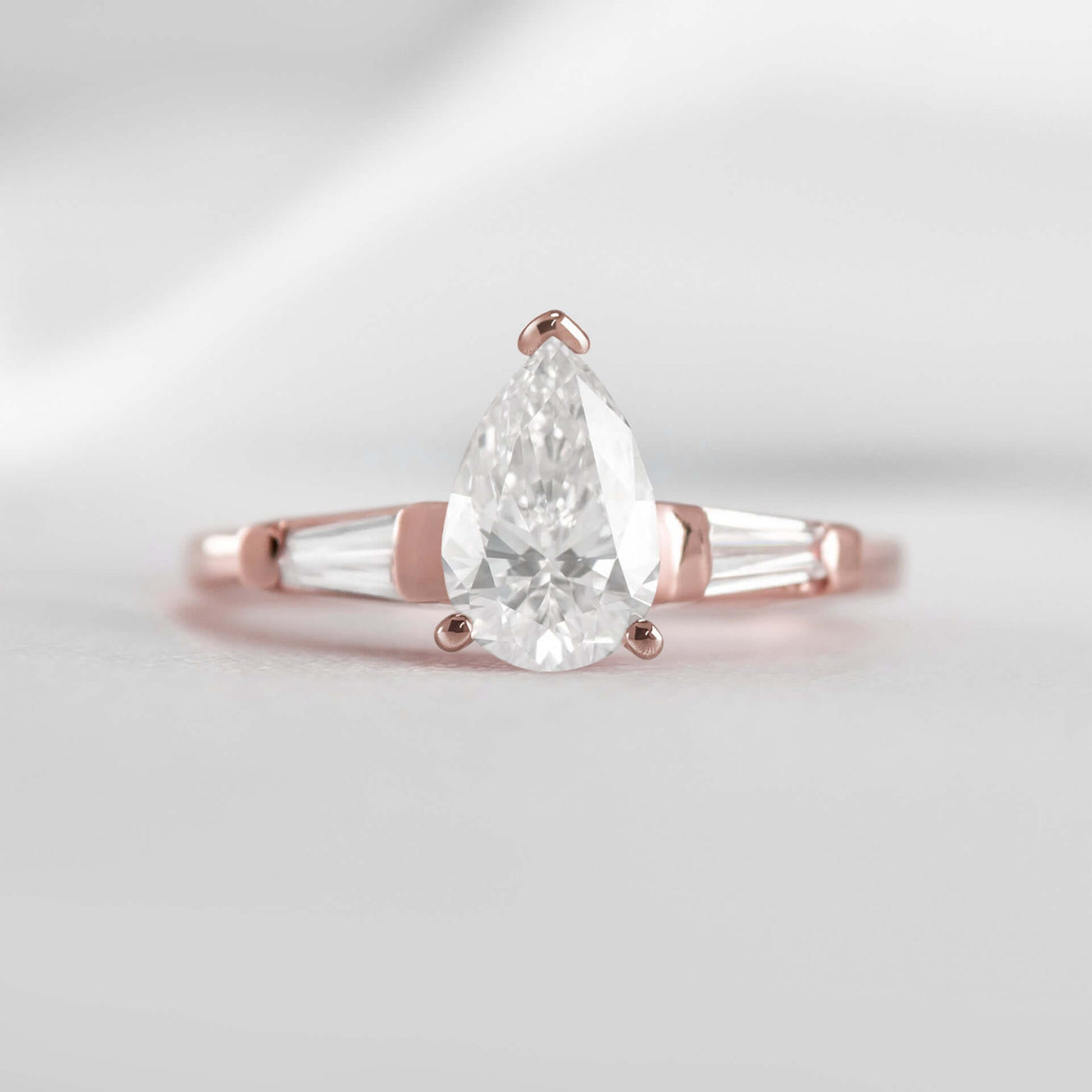 Shown in 1.0 carat * The Devon Three Stone Engagement Ring with Baguettes#shape_pear