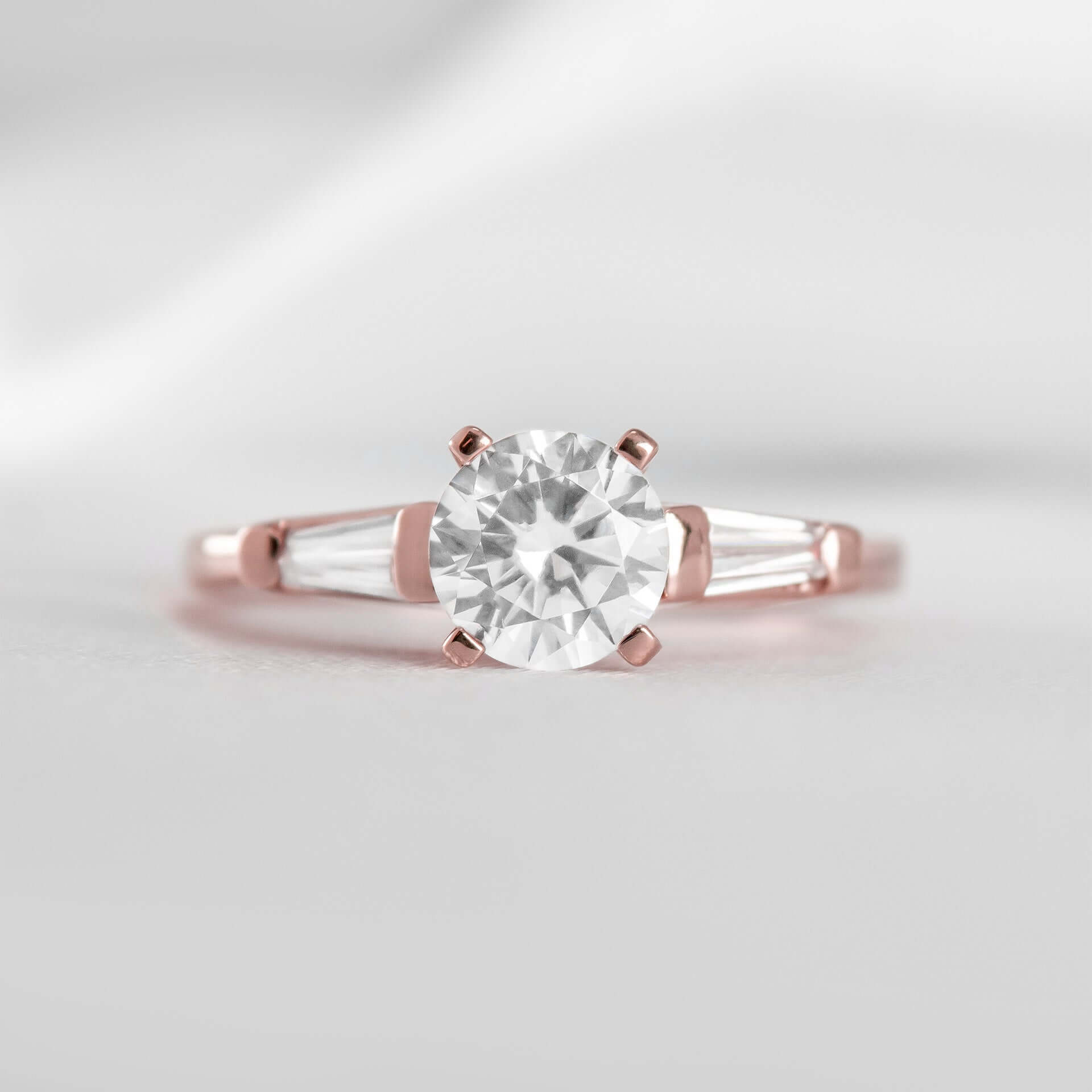 Shown in 1.0 carat * The Devon Three Stone Engagement Ring with Baguettes#shape_round