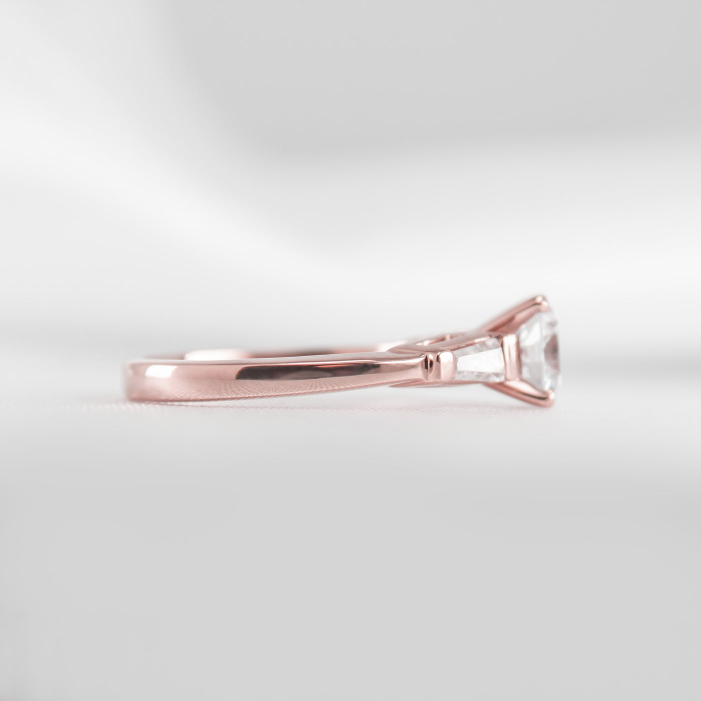 Shown in 1.0 Carat Diamond # The Devon Tapered Baguette Three Stone Engagement Ring | Lisa Robin#color_14k-rose-gold