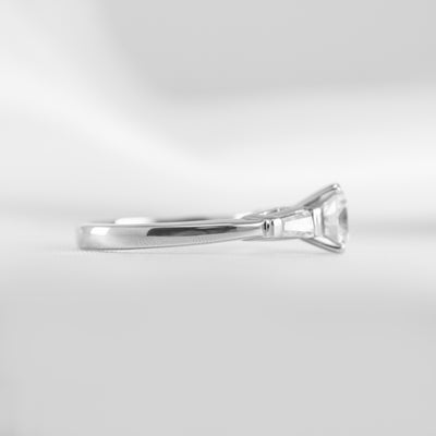 Shown in 1.0 Carat Diamond # The Devon Tapered Baguette Three Stone Engagement Ring | Lisa Robin#color_14k-white-gold