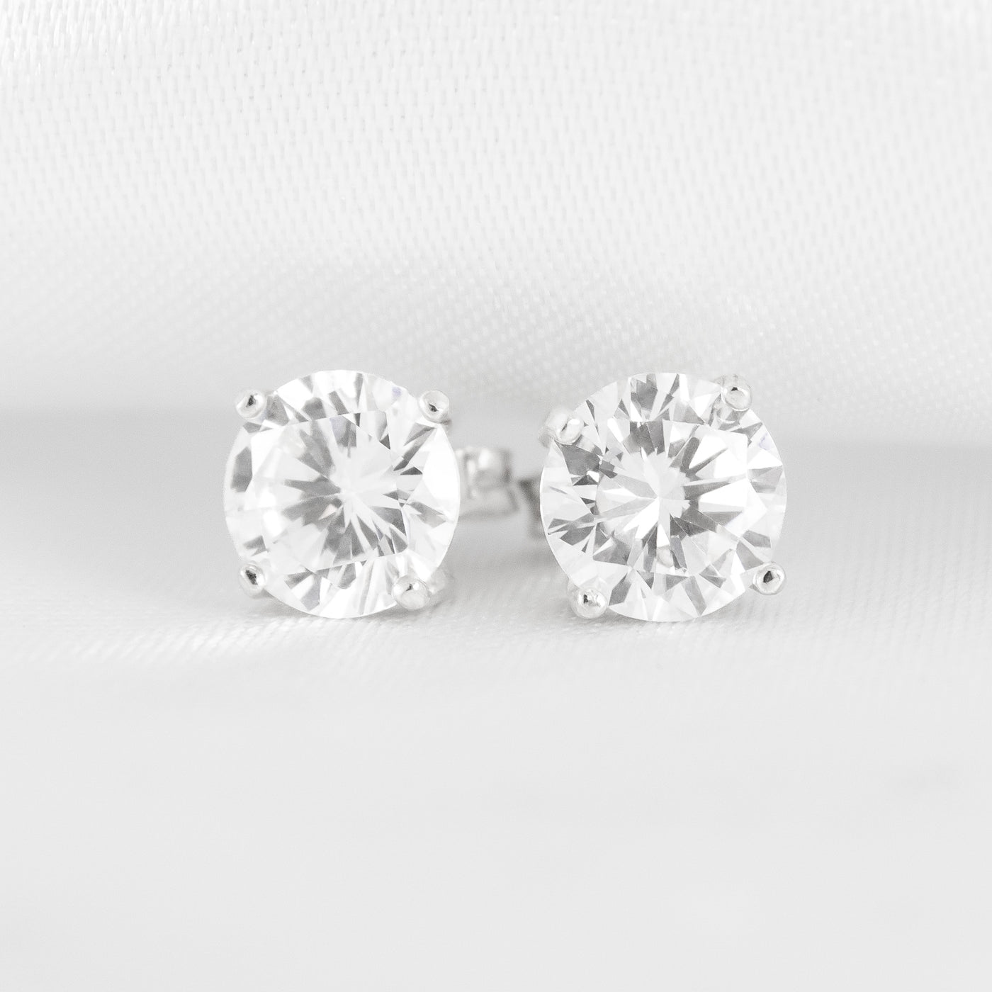 Colorless Lab Diamond Stud Earrings Four Prong- 0.5cttw-10.25cttw