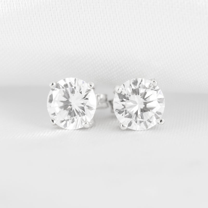 Colorless Lab Diamond Stud Earrings Four Prong- 0.5cttw-10.25cttw