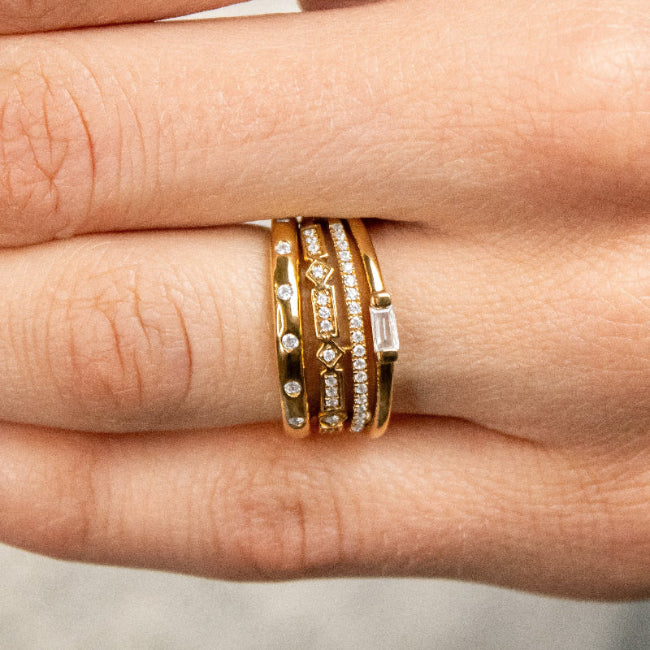 Reese diamond dome 14K yellow gold wedding ring by Lisa Robin#color_14k-yellow-gold