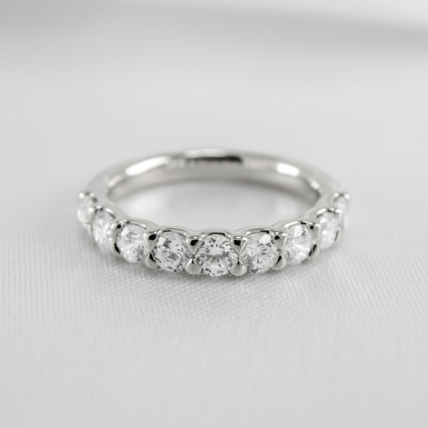 Shown in 1 carat total weight * Drew half eternity round diamond wedding ring | Lisa Robin#color_platinum